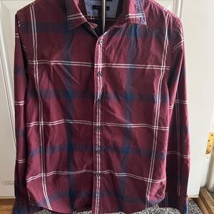 Men's Burgundy Plaid Shirt